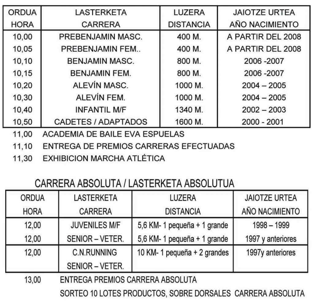 carreras-horarios-camino-de-santiago-2015